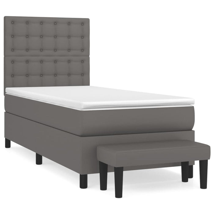 Pat box spring cu saltea, gri, 80x200 cm, piele ecologică - WALTI WALTI