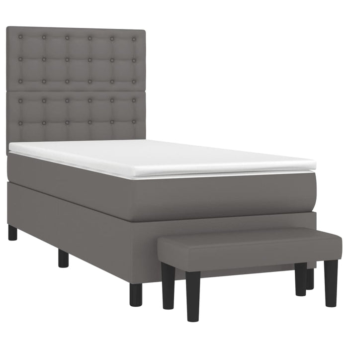 Pat box spring cu saltea, gri, 80x200 cm, piele ecologică - WALTI WALTI