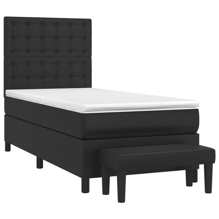 Pat box spring cu saltea, negru, 100x200 cm, piele ecologică - WALTI WALTI