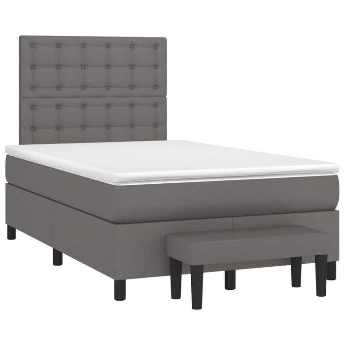 Pat box spring cu saltea, gri, 120x200 cm, piele ecologică - WALTI WALTI