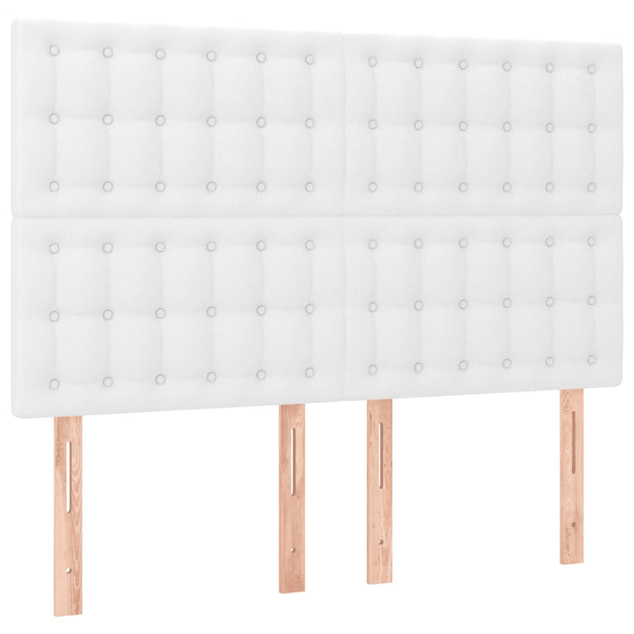 Pat box spring cu saltea, alb, 140x200 cm, piele ecologică WALTI