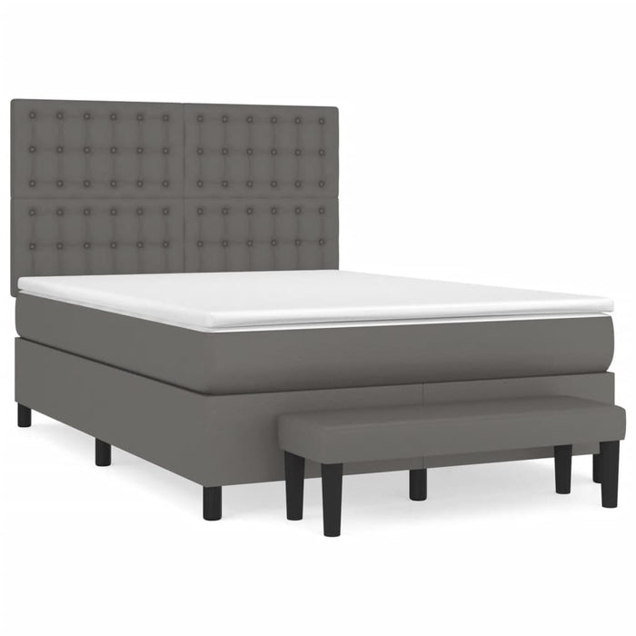 Pat box spring cu saltea, gri, 140x200 cm, piele ecologică - WALTI WALTI