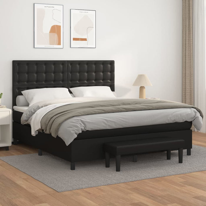 Pat box spring cu saltea, negru, 180x200 cm, piele ecologică - WALTI WALTI
