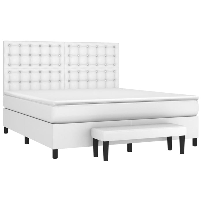Pat box spring cu saltea, alb, 180x200 cm, piele ecologică - WALTI WALTI