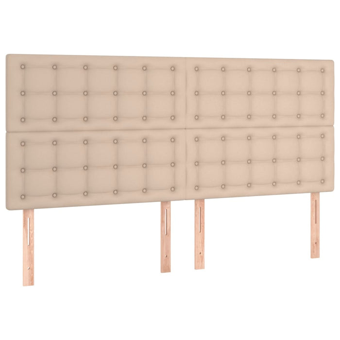 Pat box spring cu saltea, cappuccino, 180x200cm piele ecologică WALTI
