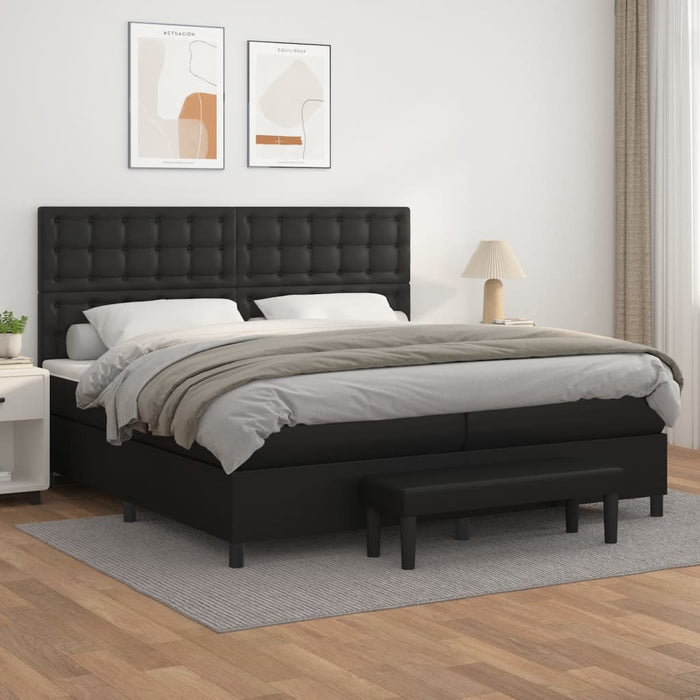 Pat box spring cu saltea, negru, 200x200 cm, piele ecologică - WALTI WALTI