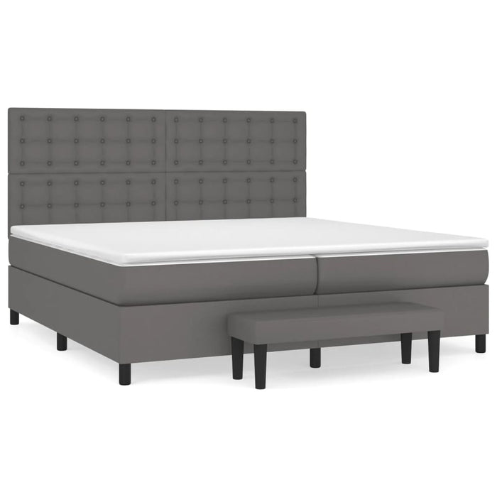 Pat box spring cu saltea, gri, 200x200 cm, piele ecologică - WALTI WALTI