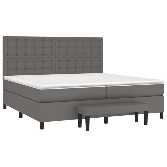 Pat box spring cu saltea, gri, 200x200 cm, piele ecologică - WALTI WALTI