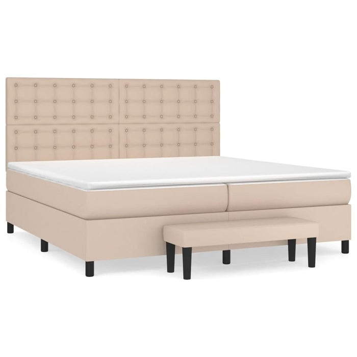Pat continental cu saltea, cappuccino, 200x200 cm, piele eco WALTI