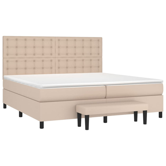 Pat continental cu saltea, cappuccino, 200x200 cm, piele eco WALTI