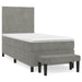 Pat box spring cu saltea, gri deschis, 90x190 cm, catifea - WALTI WALTI