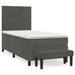 Pat box spring cu saltea, gri închis, 90x190 cm, catifea - WALTI WALTI