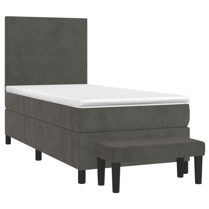 Pat box spring cu saltea, gri închis, 90x190 cm, catifea - WALTI WALTI