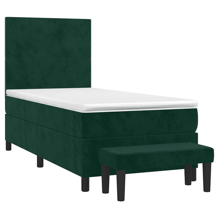Pat box spring cu saltea, verde închis, 90x190 cm, catifea - WALTI WALTI