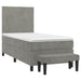 Pat box spring cu saltea, gri deschis, 90x200 cm, catifea - WALTI WALTI