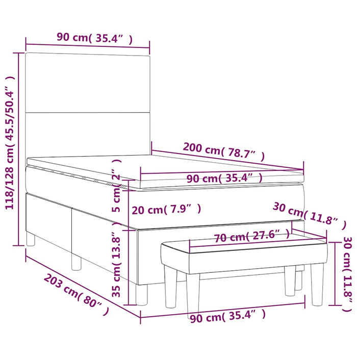 Pat box spring cu saltea, verde închis, 90x200 cm, catifea - WALTI WALTI