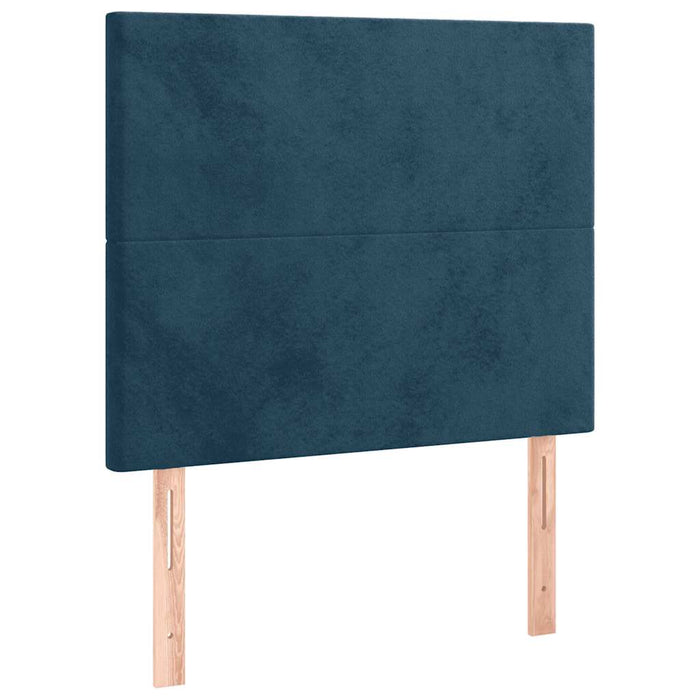 Pat box spring cu saltea, albastru închis, 100x200 cm, catifea - WALTI WALTI