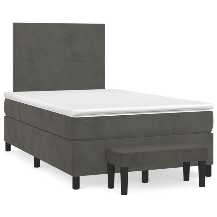 Pat box spring cu saltea, gri închis, 120x200 cm, catifea WALTI