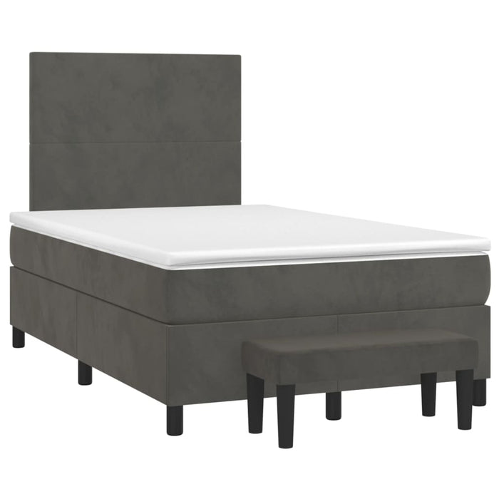 Pat box spring cu saltea, gri închis, 120x200 cm, catifea WALTI