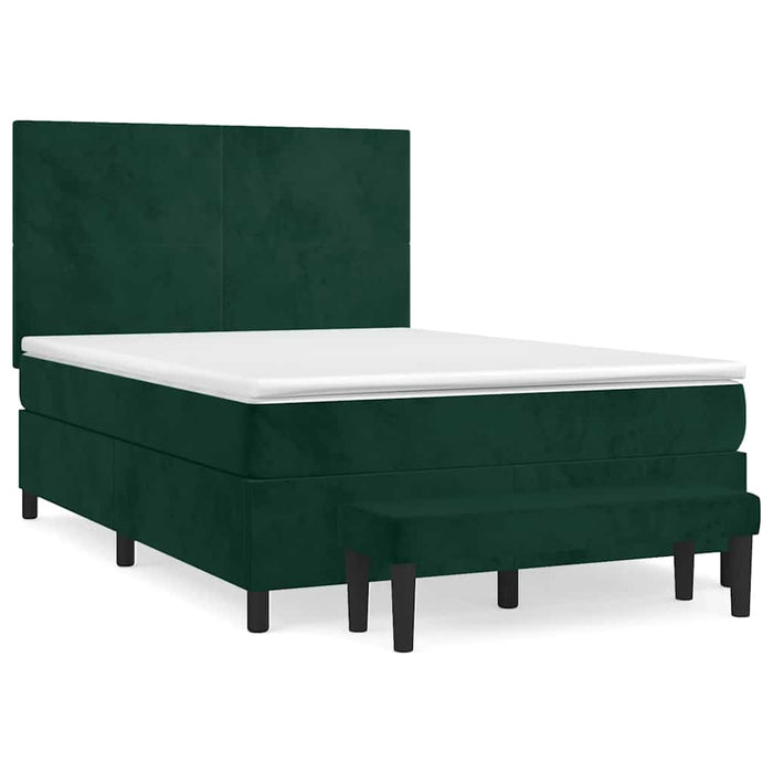 Pat box spring cu saltea, verde închis, 140x190 cm, catifea - WALTI WALTI