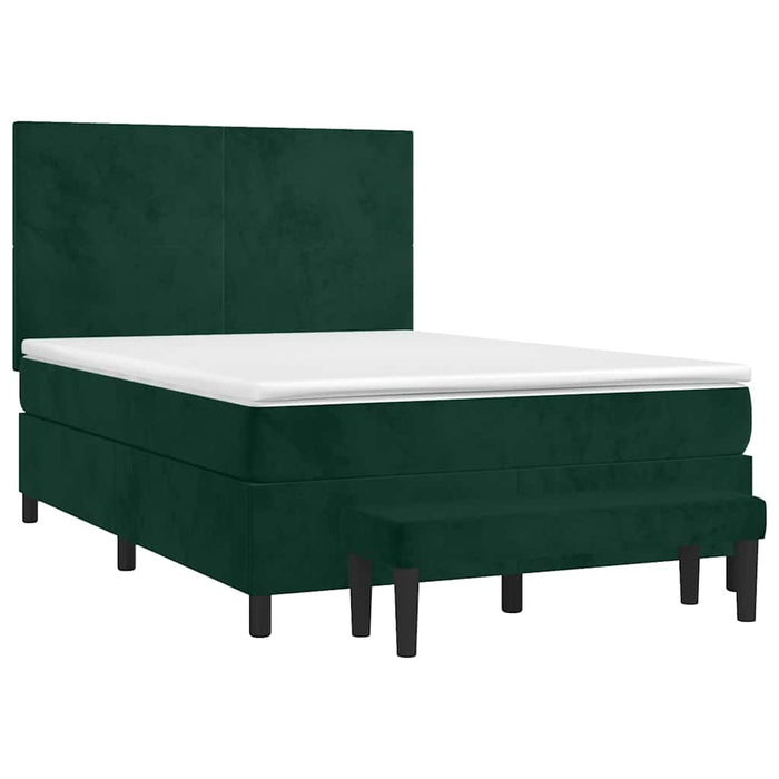 Pat box spring cu saltea, verde închis, 140x190 cm, catifea - WALTI WALTI