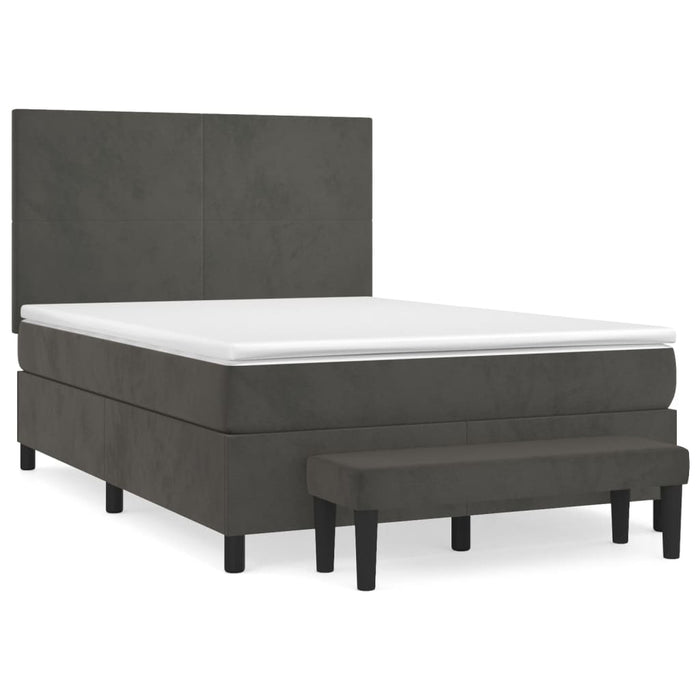 Pat box spring cu saltea, gri închis, 140x200 cm, catifea - WALTI WALTI