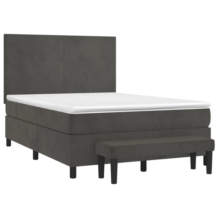 Pat box spring cu saltea, gri închis, 140x200 cm, catifea - WALTI WALTI