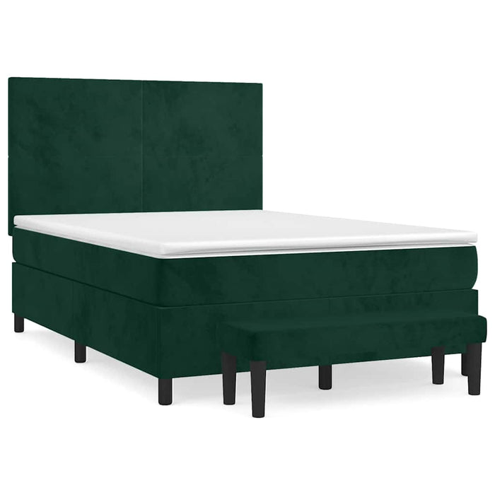 Pat box spring cu saltea, verde închis, 140x200 cm, catifea - WALTI WALTI
