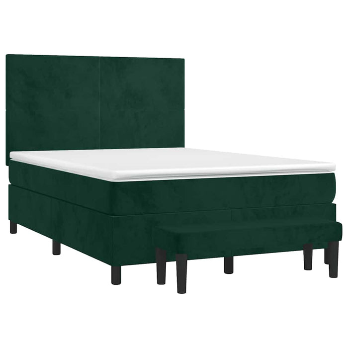 Pat box spring cu saltea, verde închis, 140x200 cm, catifea - WALTI WALTI
