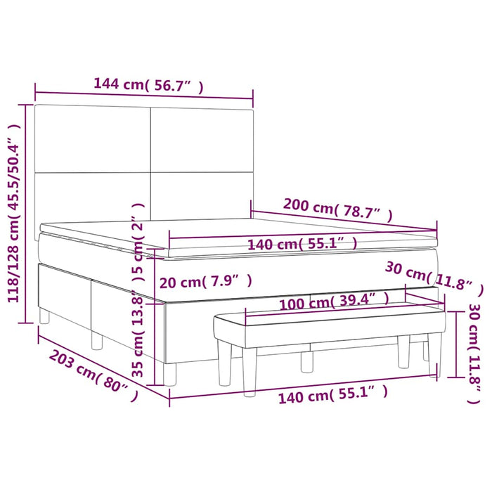 Pat box spring cu saltea, verde închis, 140x200 cm, catifea - WALTI WALTI