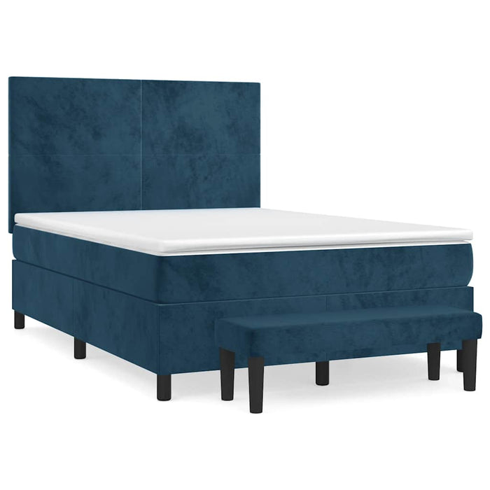 Pat box spring cu saltea, albastru închis, 140x200 cm, catifea - WALTI WALTI