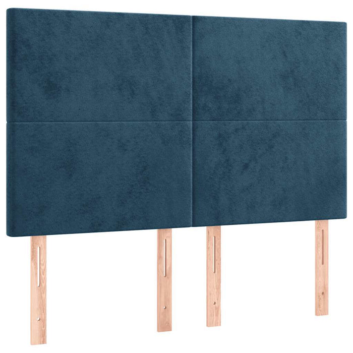 Pat box spring cu saltea, albastru închis, 140x200 cm, catifea - WALTI WALTI