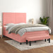 Pat box spring cu saltea, roz, 140x200 cm, catifea - WALTI WALTI