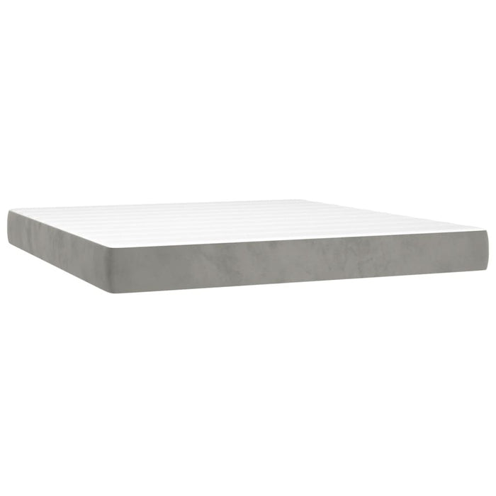 Pat box spring cu saltea, gri deschis, 160x200 cm, catifea - WALTI WALTI