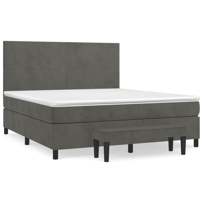 Pat box spring cu saltea, gri închis, 160x200 cm, catifea - WALTI WALTI
