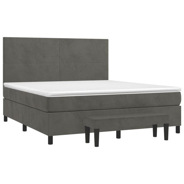 Pat box spring cu saltea, gri închis, 160x200 cm, catifea - WALTI WALTI