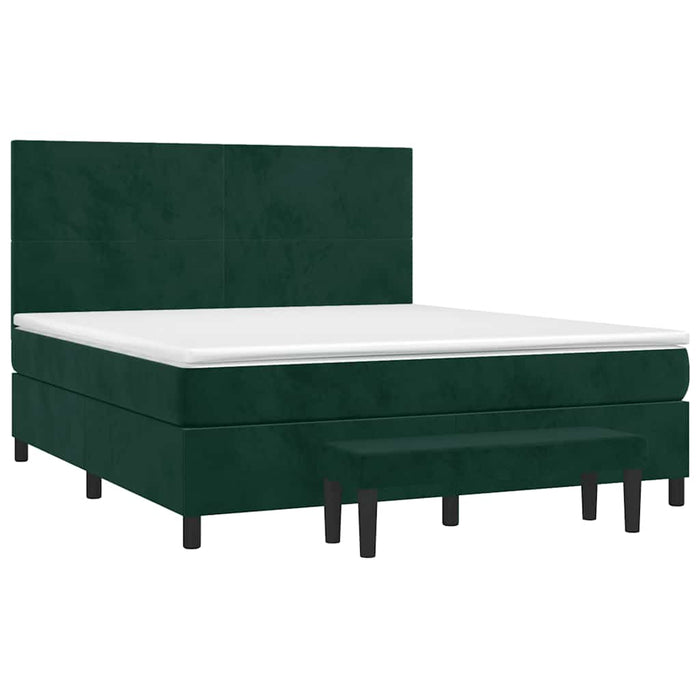 Pat box spring cu saltea, verde închis, 160x200 cm, catifea - WALTI WALTI