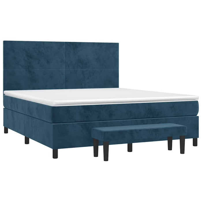 Pat box spring cu saltea, albastru închis, 160x200 cm, catifea - WALTI WALTI