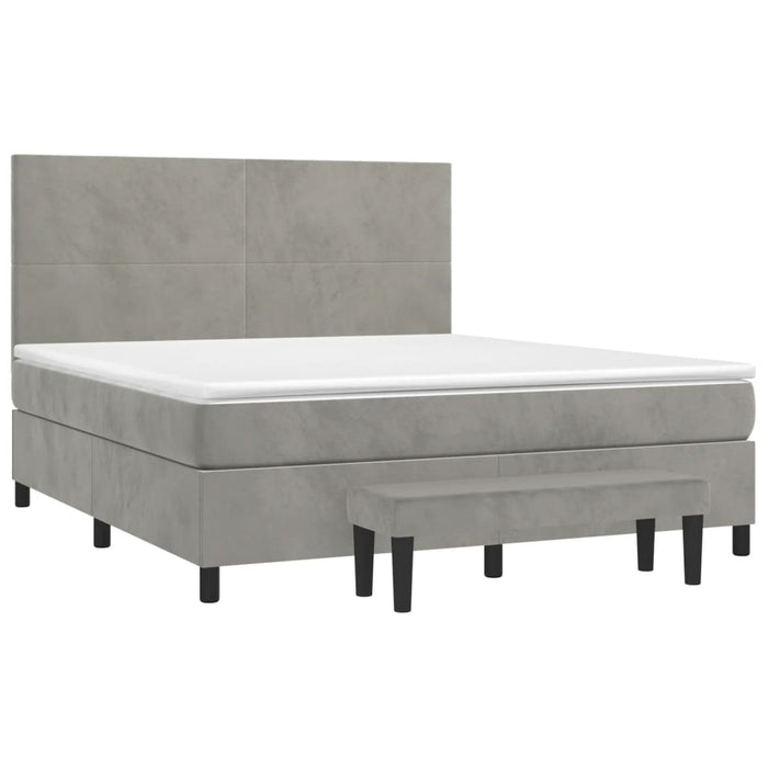 Pat box spring cu saltea, gri deschis, 180x200 cm, catifea - WALTI WALTI