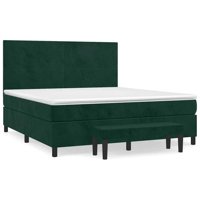 Pat box spring cu saltea, verde închis, 180x200 cm, catifea - WALTI WALTI