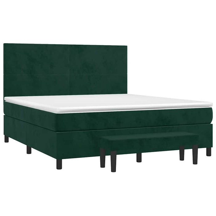 Pat box spring cu saltea, verde închis, 180x200 cm, catifea - WALTI WALTI