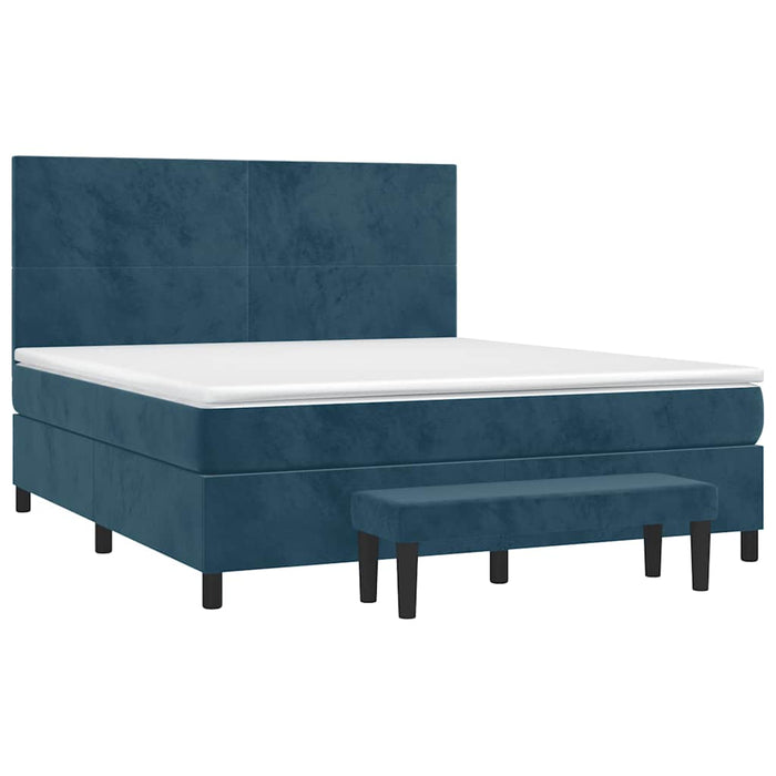 Pat box spring cu saltea, albastru închis, 180x200 cm, catifea - WALTI WALTI