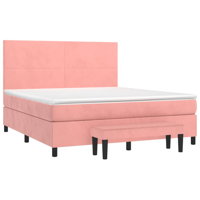 Pat box spring cu saltea, roz, 180x200 cm, catifea - WALTI WALTI