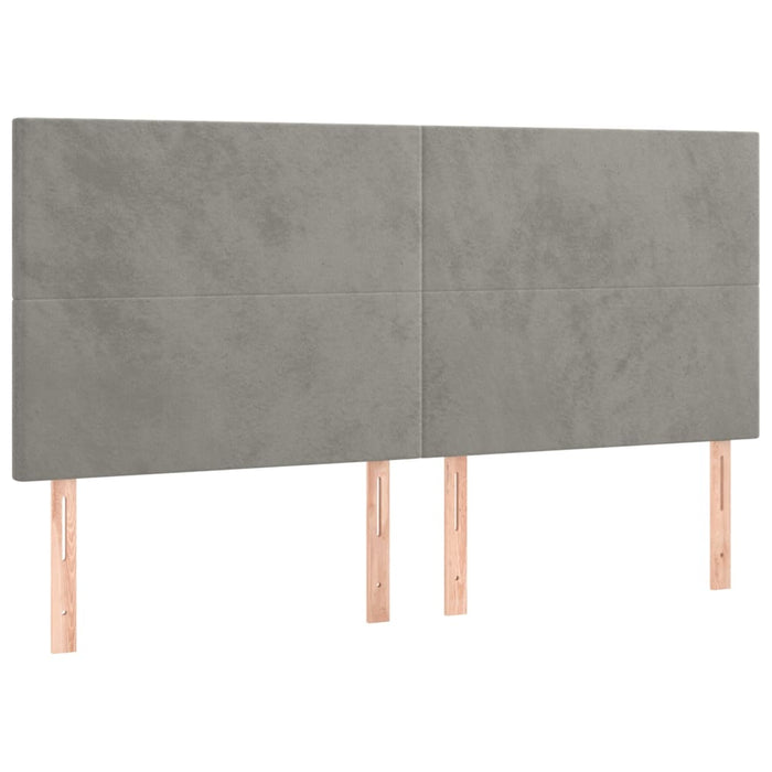 Pat box spring cu saltea, gri deschis, 200x200 cm, catifea - WALTI WALTI
