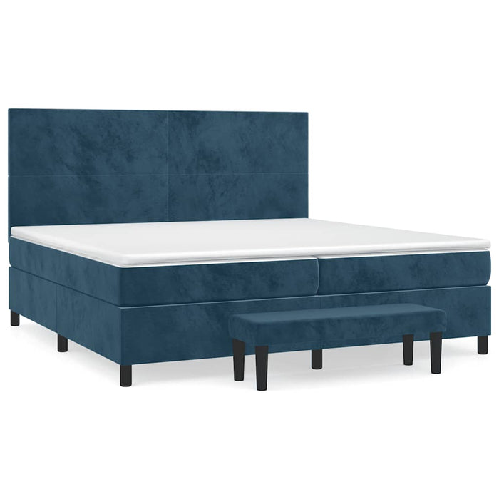 Pat box spring cu saltea, albastru închis, 200x200 cm, catifea - WALTI WALTI