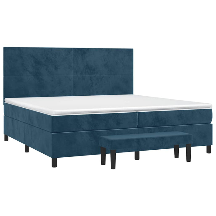 Pat box spring cu saltea, albastru închis, 200x200 cm, catifea - WALTI WALTI