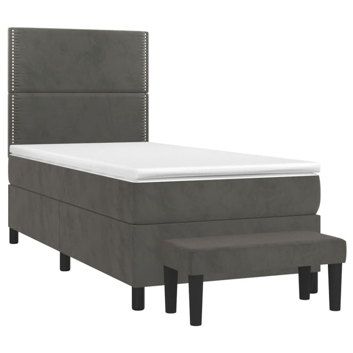 Pat box spring cu saltea, gri închis, 80x200 cm, catifea - WALTI WALTI