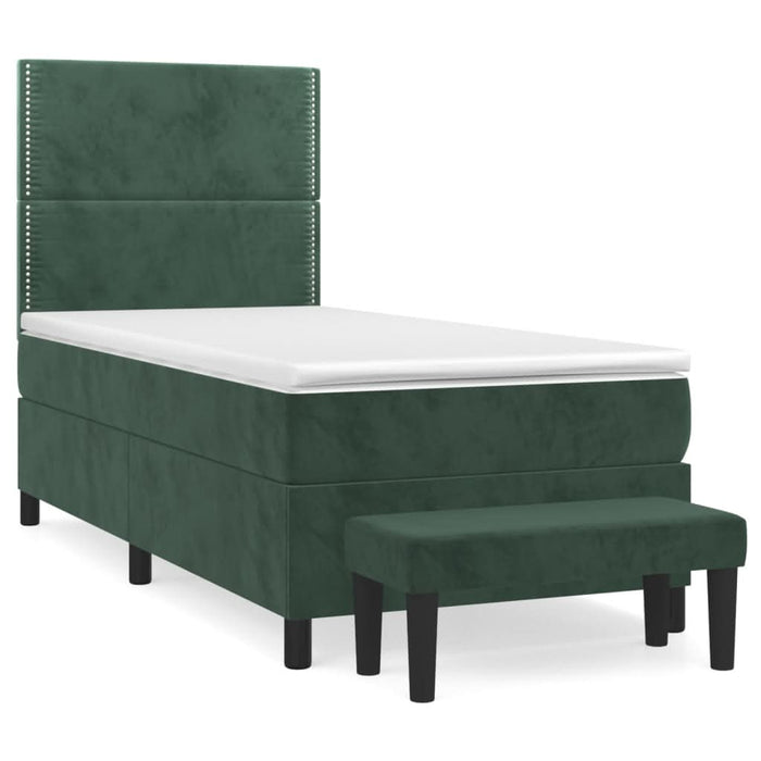 Pat box spring cu saltea, verde închis, 90x190 cm, catifea - WALTI WALTI