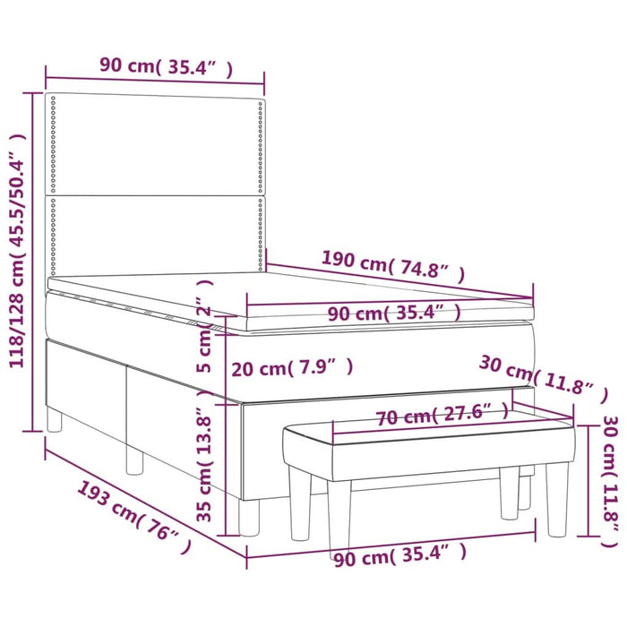Pat box spring cu saltea, verde închis, 90x190 cm, catifea - WALTI WALTI