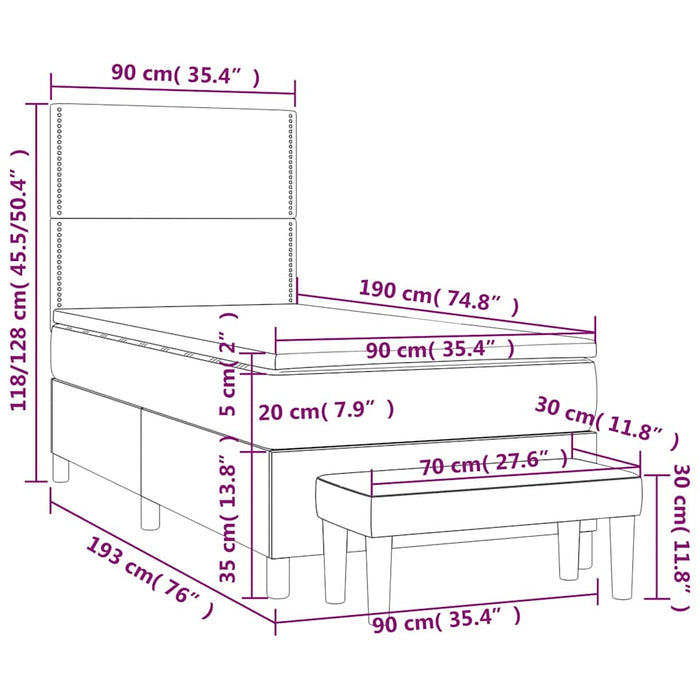 Pat box spring cu saltea, verde închis, 90x190 cm, catifea - WALTI WALTI